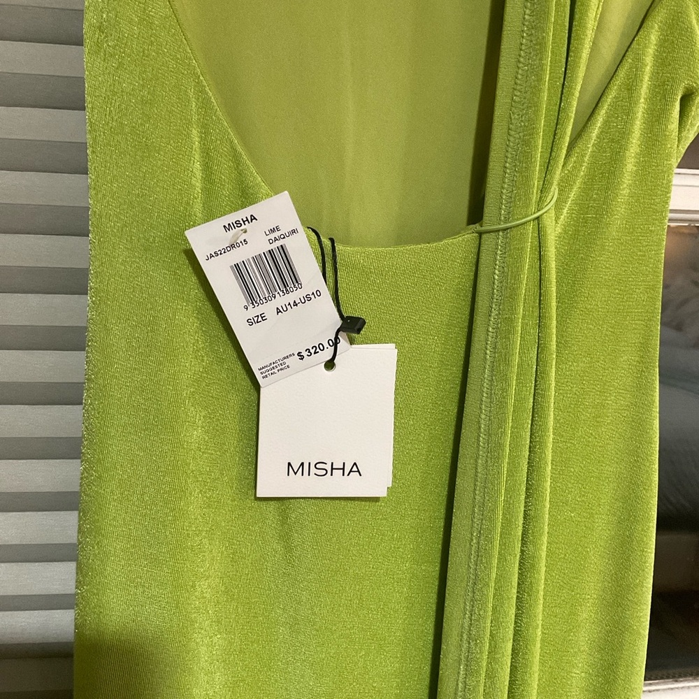MISHA COLLECTION Lime One-Shoulder Dress - Picture 4 of 4